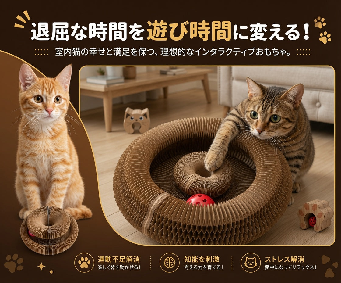 ネコネスト™｜猫用爪とぎ＆ボールトラック付き【SNSで話題】